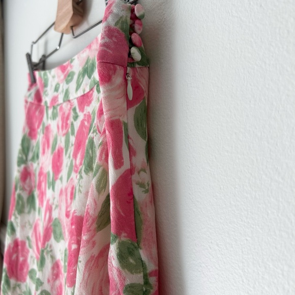 🌷100% Silk Ann Taylor Pink and Red A-Line Skirt Knee-Length Silk Size 2 - Picture 3 of 6